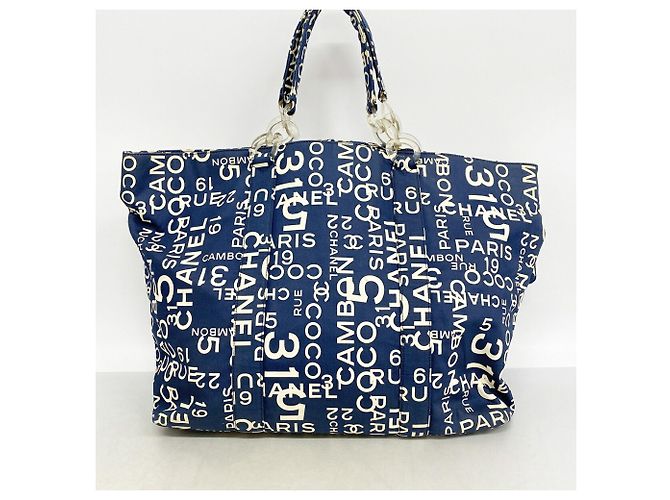 Chanel Tote Bag aus Navy-Canvas Marineblau - Ansicht 10