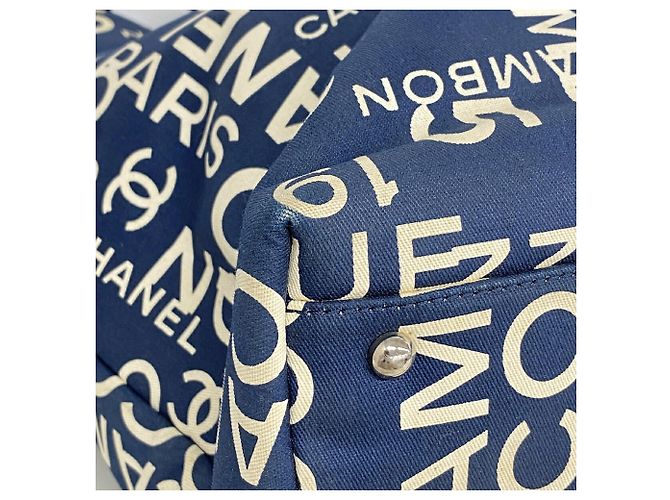 Chanel Tote Bag aus Navy-Canvas Marineblau - Ansicht 6
