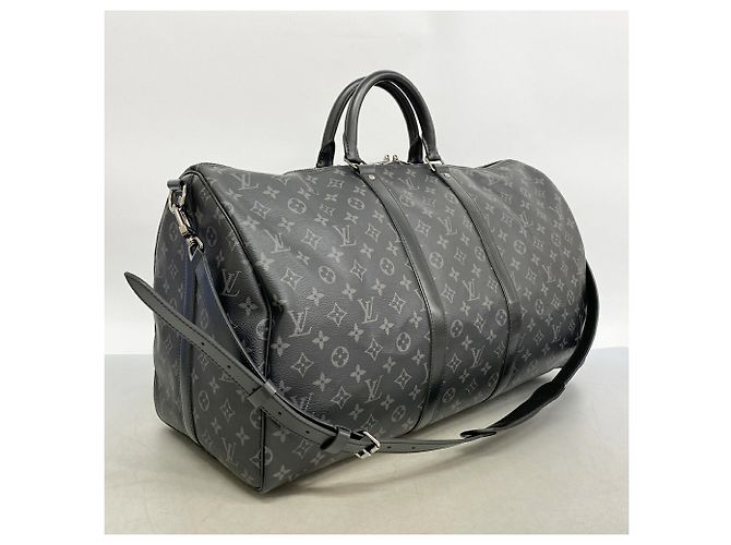 Louis Vuitton Boston Monogram Eclipse Keepall Bandoulière 55 Nero - vista 2