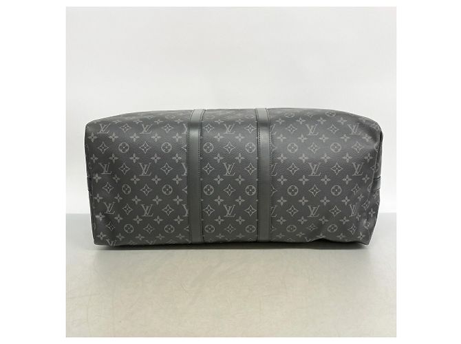 Louis Vuitton Boston Monogram Eclipse Keepall Bandoulière 55 Nero - vista 3