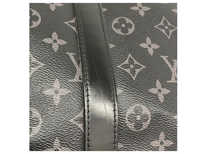 Louis Vuitton Boston Monogram Eclipse Keepall Bandoulière 55 Nero - vista 7