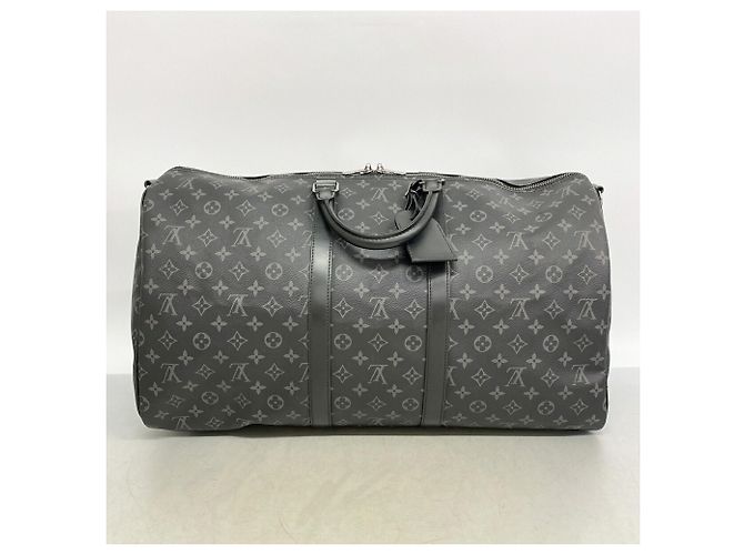 Louis Vuitton Boston Monogram Eclipse Keepall Bandoulière 55 Nero - vista 9