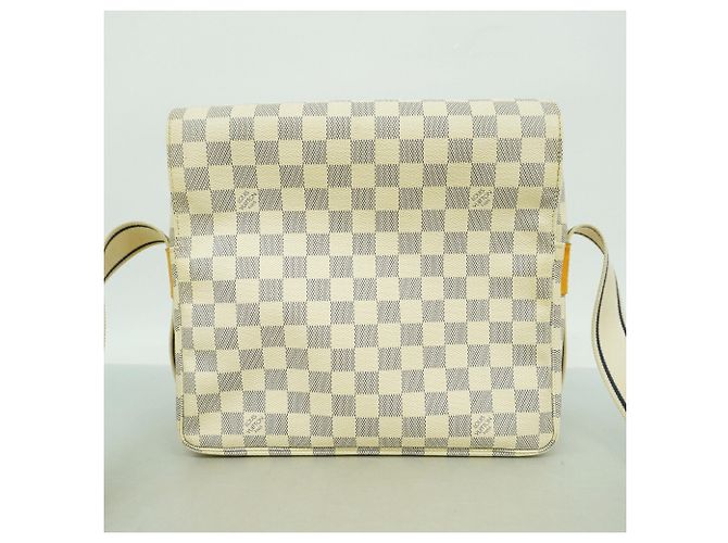 Borsa a tracolla Louis Vuitton Damier Azur Naviglio Bianco - vista 11