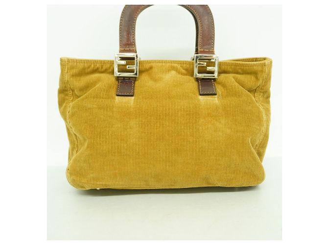 Borsa Fendi in velluto a coste ocra Rosso - vista 11