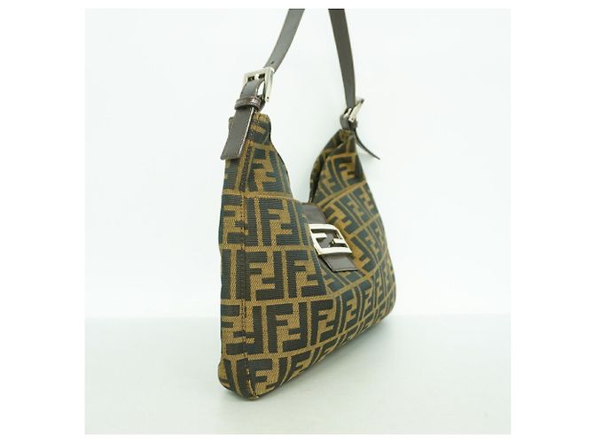 Borsa a tracolla Fendi Zucca in nylon e canvas Marrone - vista 2