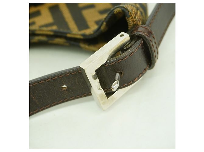 Borsa a tracolla Fendi Zucca in nylon e canvas Marrone - vista 6