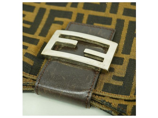 Borsa a tracolla Fendi Zucca in nylon e canvas Marrone - vista 8