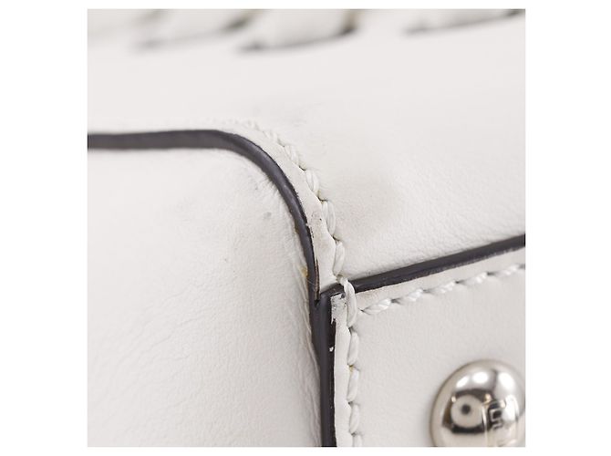 Borsa Convertible Fendi DotCom in Pelle Whipstitch Medium Bianco - vista 6