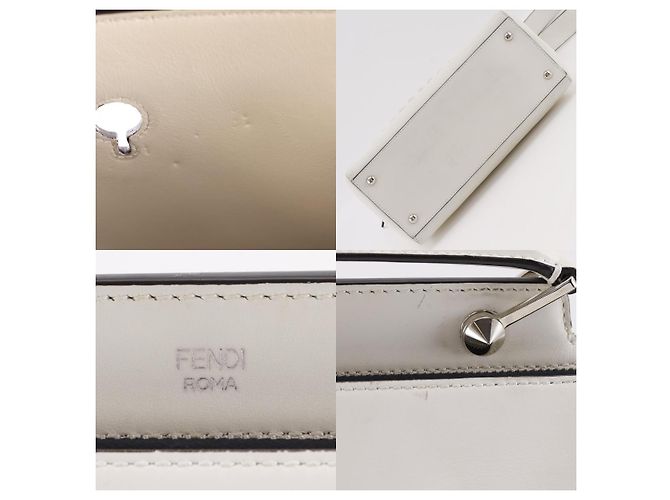 Borsa Convertible Fendi DotCom in Pelle Whipstitch Medium Bianco - vista 7