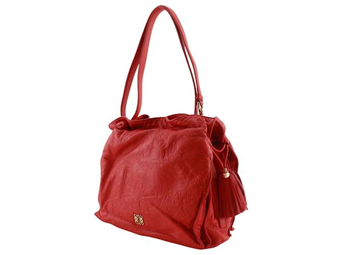 Loewe Flamenco Leather Medium Rosso - vista 3