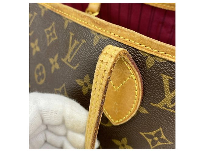 Borsa Tote Louis Vuitton Monogram Neverfull MM Marrone Fuschia - vista 9