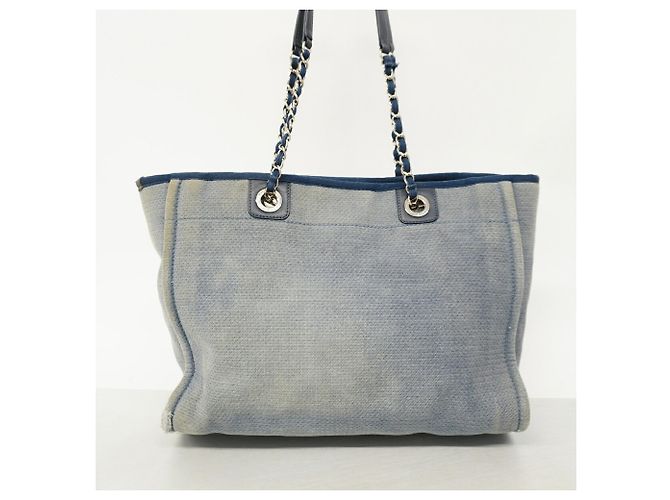 Chanel Deauville Canvas Chain Tote Bag Blau - Ansicht 11