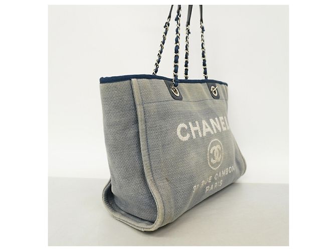 Chanel Deauville Canvas Chain Tote Bag Blau - Ansicht 2