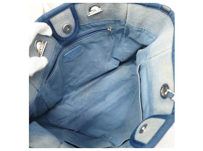 Chanel Deauville Canvas Chain Tote Bag Blau - Ansicht 4