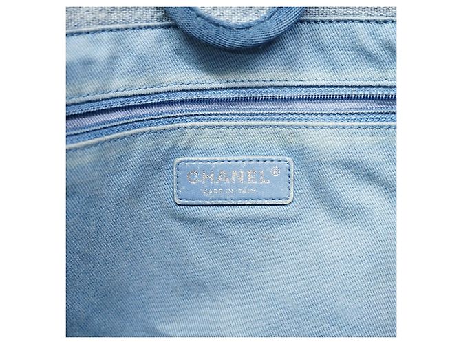 Chanel Deauville Canvas Chain Tote Bag Blau - Ansicht 5