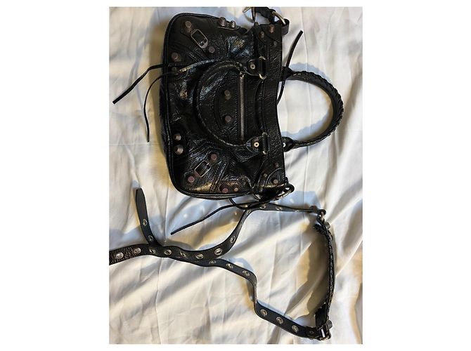 Borsa City Balenciaga in pelle nera con borchie Nero - vista 3