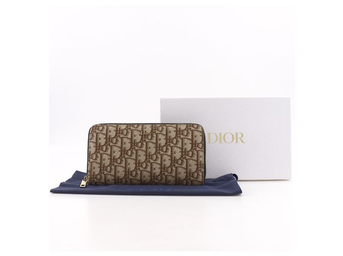 Monedero Christian Dior de lona marrón Castaño - vista 15