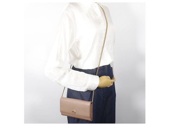 Portafoglio a catena Gucci GG Marmont Beige - vista 18