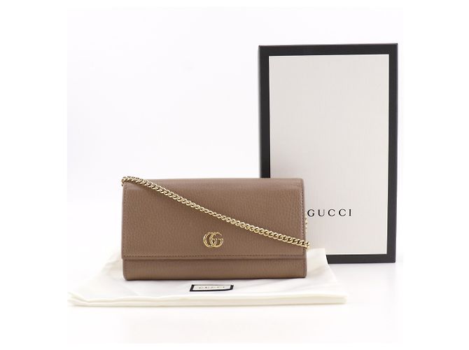 Portafoglio a catena Gucci GG Marmont Beige - vista 19
