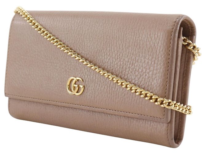 Portafoglio a catena Gucci GG Marmont Beige - vista 2
