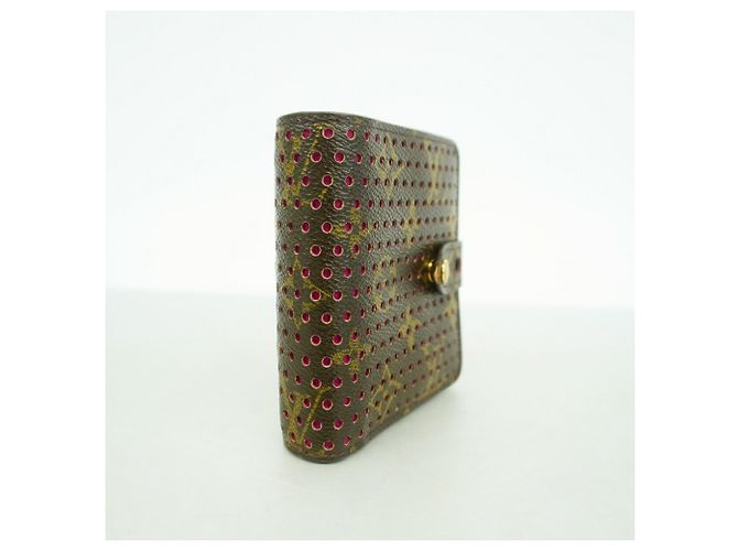 Portafoglio Compact Zip Monogram Perforato Louis Vuitton Marrone Fuschia - vista 2