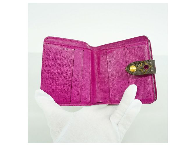 Portafoglio Compact Zip Monogram Perforato Louis Vuitton Marrone Fuschia - vista 3