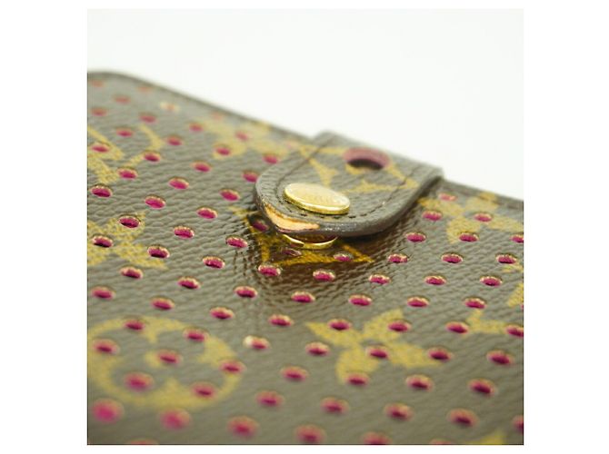 Portafoglio Compact Zip Monogram Perforato Louis Vuitton Marrone Fuschia - vista 7
