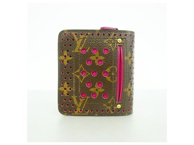 Portafoglio Compact Zip Monogram Perforato Louis Vuitton Marrone Fuschia - vista 8