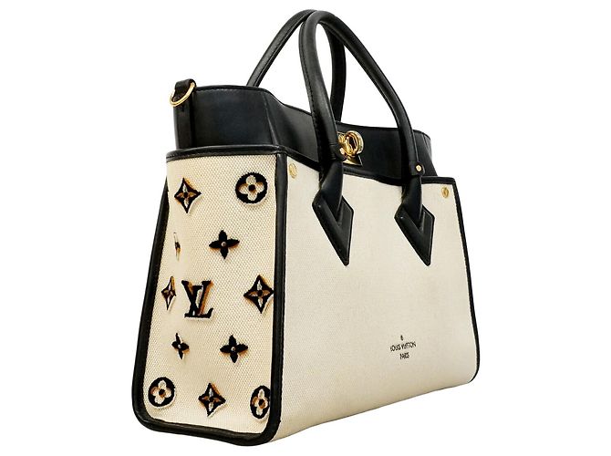 Louis Vuitton Monogram Tuffetage On My Side MM Handtasche Schwarz Aus weiß - Ansicht 2