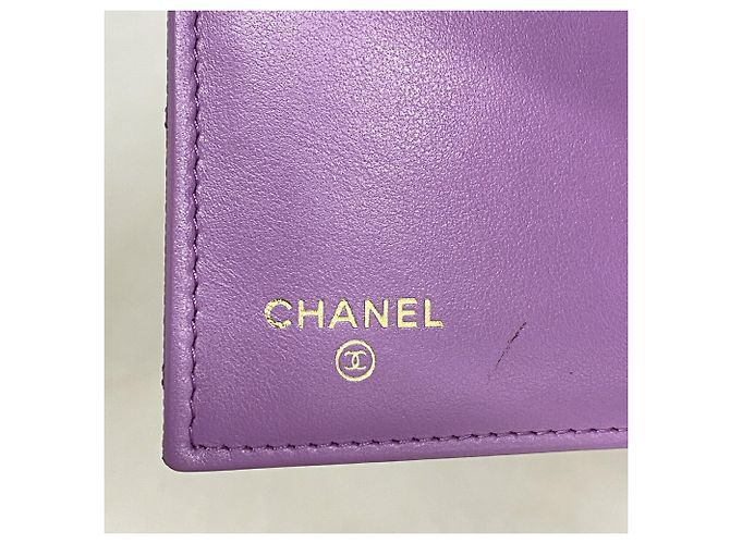 Portafoglio tri-fold Chanel in vitello granulato viola Porpora - vista 4
