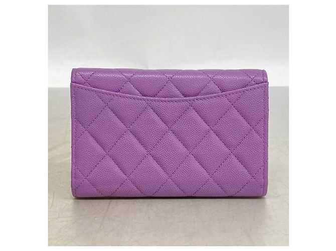 Portafoglio tri-fold Chanel in vitello granulato viola Porpora - vista 5