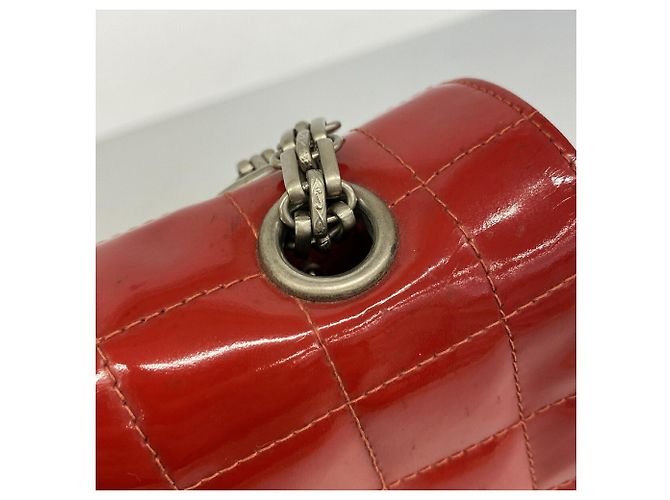 Borsa a tracolla Chanel in pelle verniciata rossa Rosso - vista 9