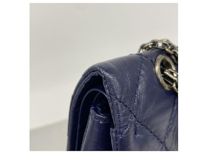 Borsa a tracolla Chanel in pelle blu 2.55 Matelassé - vista 7