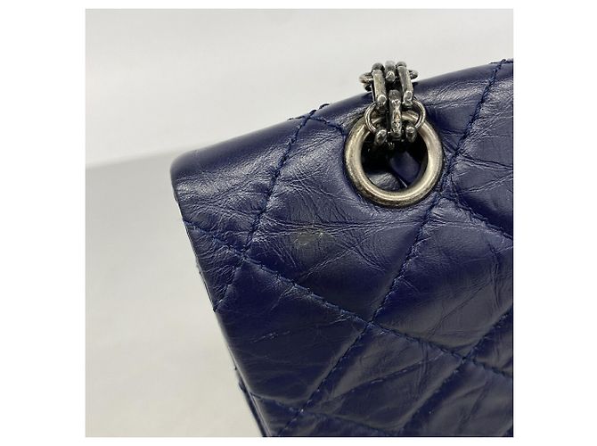Borsa a tracolla Chanel in pelle blu 2.55 Matelassé - vista 8