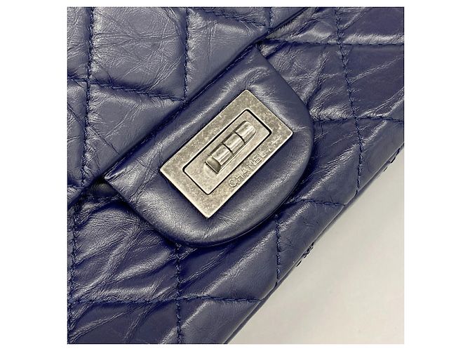 Borsa a tracolla Chanel in pelle blu 2.55 Matelassé - vista 9