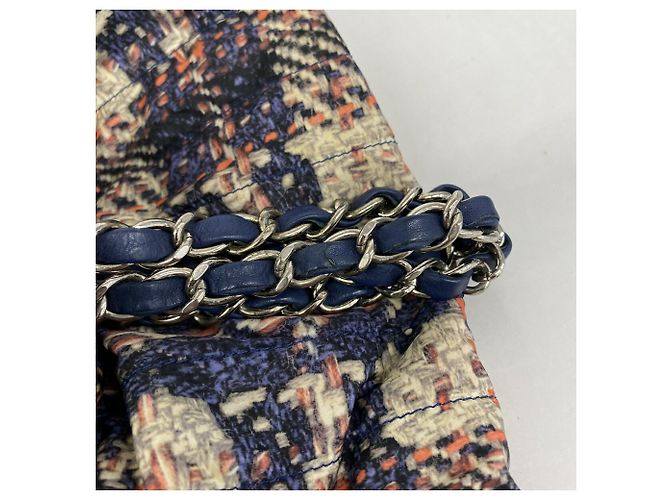Borsa a tracolla Chanel in nylon Rosa Beige Blu navy - vista 6
