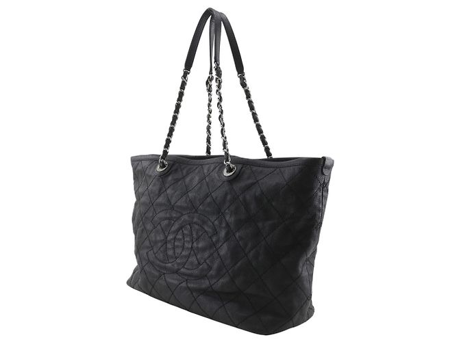 Borsa Tote Chanel in pelle di vitello martellata nera Nero - vista 2