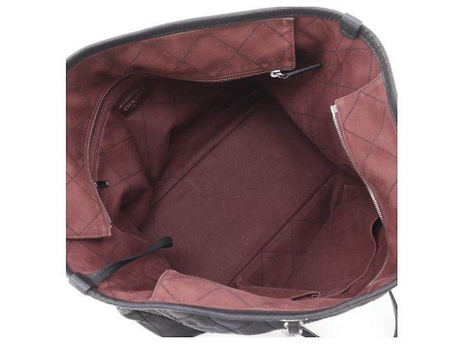 Borsa Tote Chanel in pelle di vitello martellata nera Nero - vista 6