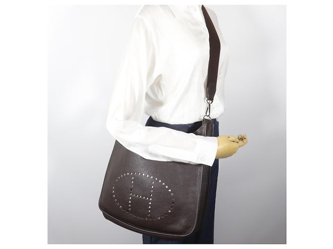 Hermès Borsa a tracolla Hermes Evelyne 1GM Marrone - vista 16