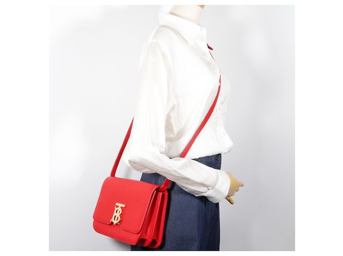 Borsa a tracolla Burberry Small Grainy TB Rosso - vista 15