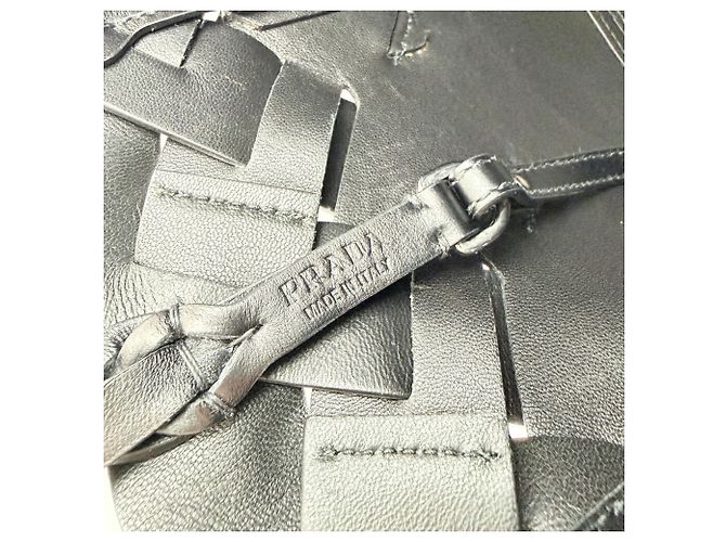 Saco Tote Prada em couro preto - vista 15