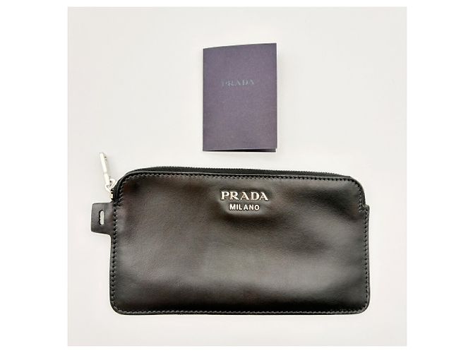 Saco Tote Prada em couro preto - vista 21