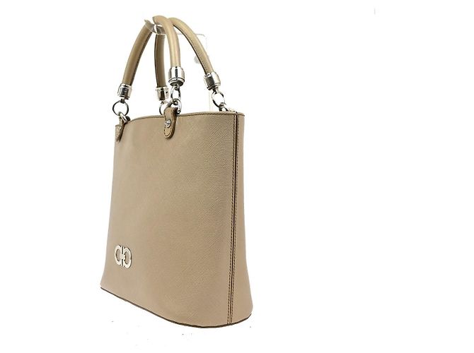 Salvatore Ferragamo Gancini Leather Small Beige - vista 3