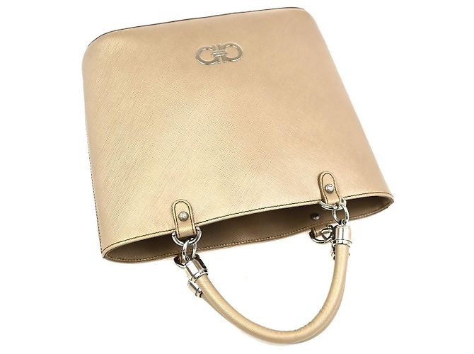 Salvatore Ferragamo Gancini Leather Small Beige - vista 7