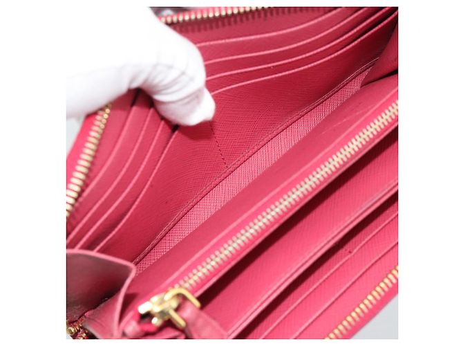Saffiano Cartera larga PRADA de piel Safiano Pink Gold Auth bs36788 Rosa Dorado - vista 10