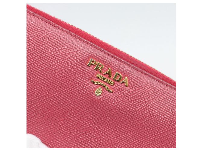 Saffiano Cartera larga PRADA de piel Safiano Pink Gold Auth bs36788 Rosa Dorado - vista 17