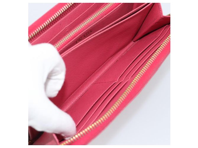 Saffiano Cartera larga PRADA de piel Safiano Pink Gold Auth bs36788 Rosa Dorado - vista 23