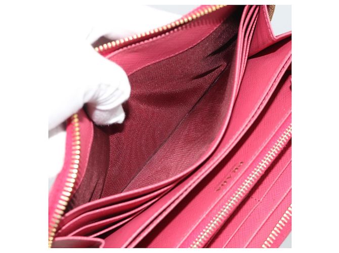Saffiano Cartera larga PRADA de piel Safiano Pink Gold Auth bs36788 Rosa Dorado - vista 24