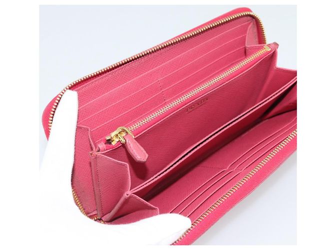 Saffiano Cartera larga PRADA de piel Safiano Pink Gold Auth bs36788 Rosa Dorado - vista 9