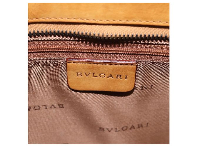 Bulgari Borsa a mano BVLGARI in suede 2 in 1 marrone tono oro Auth BA14955 - vista 19